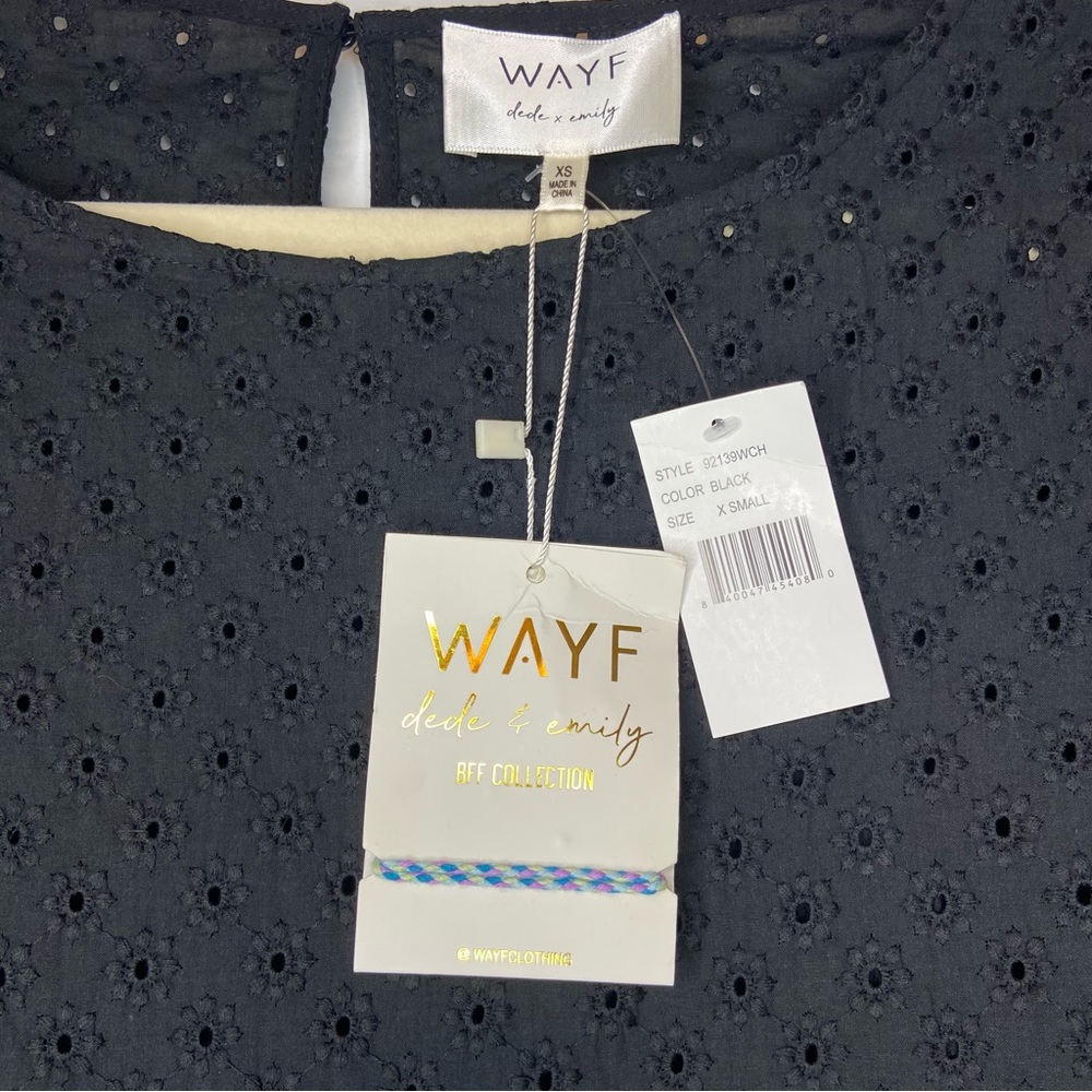 Wayf x BFF Boho Lauren Babydoll Eyelet Puff Sleeve Dress Size XS NEW - Picture 12 of 14
